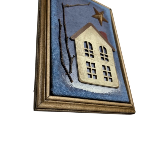 Mixed Media Wall Art | Winter Scene | House | Snow | Trees | Stars | 3D … - Picture 3 of 5
